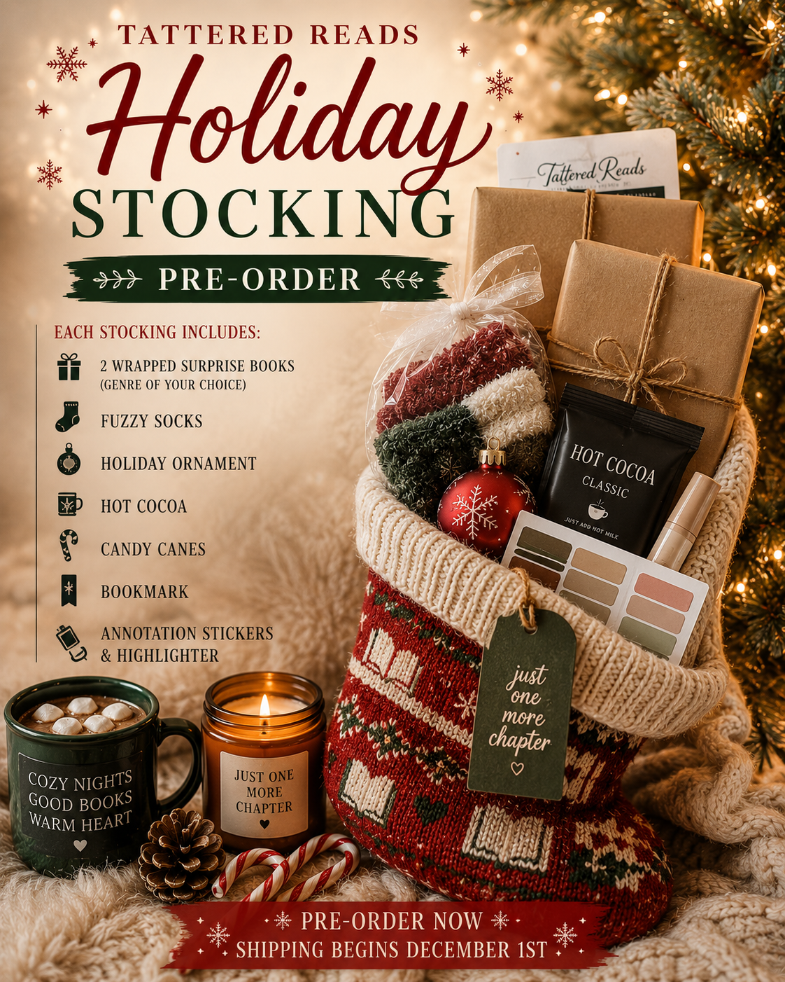 🎄 Tattered Reads Holiday Stocking – PRE-ORDER 🎄