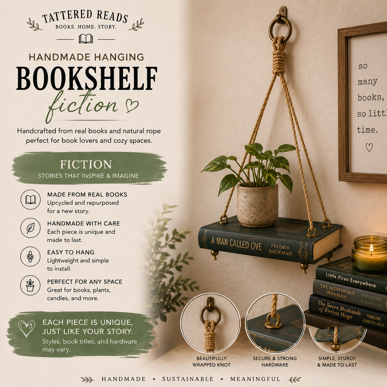 📚 Tattered Reads Hanging Bookshelves 📚