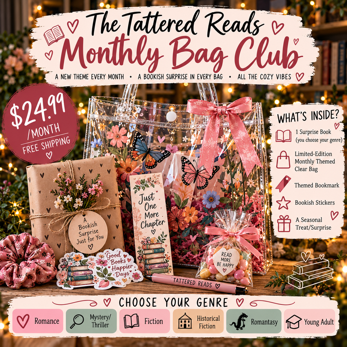 📚 The Tattered Reads Monthly Book Bag Club